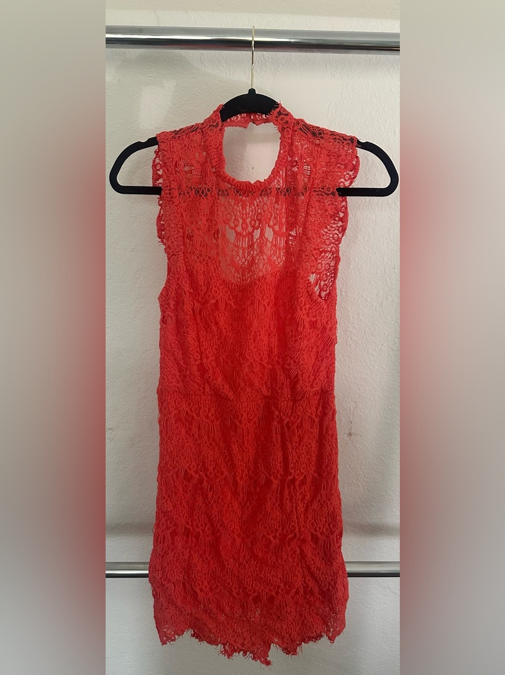 Free People Coral Lace Tank Dress with Textured Knit